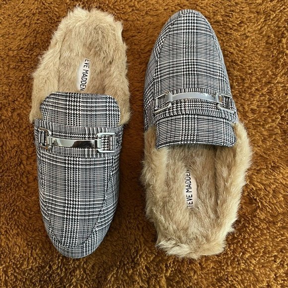 Steve Madden Shoes - Steve Madden Women's Khloe Mule, Grey Multi Plaid, Size 8M NEW